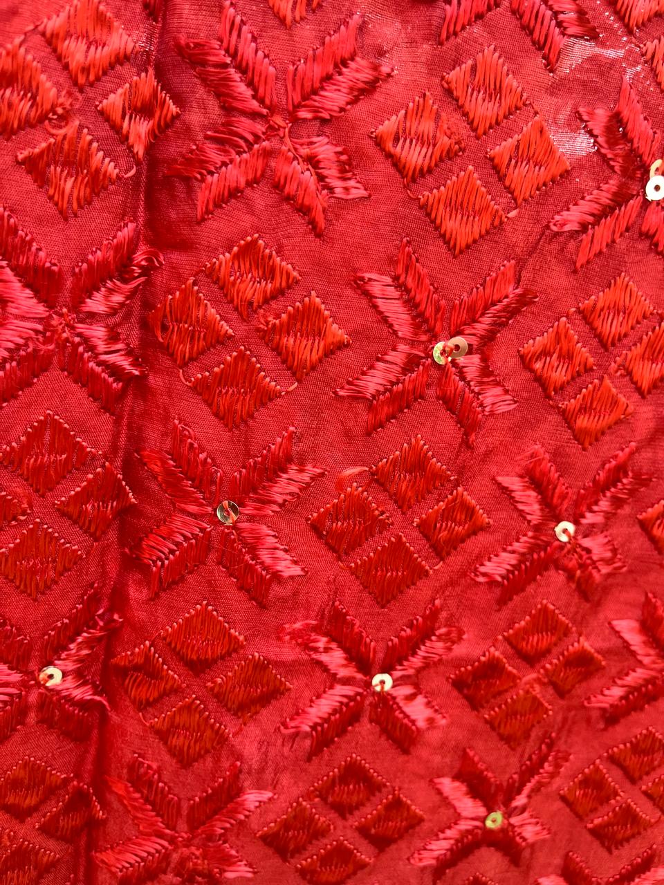 Phulkari with jaal embroidery