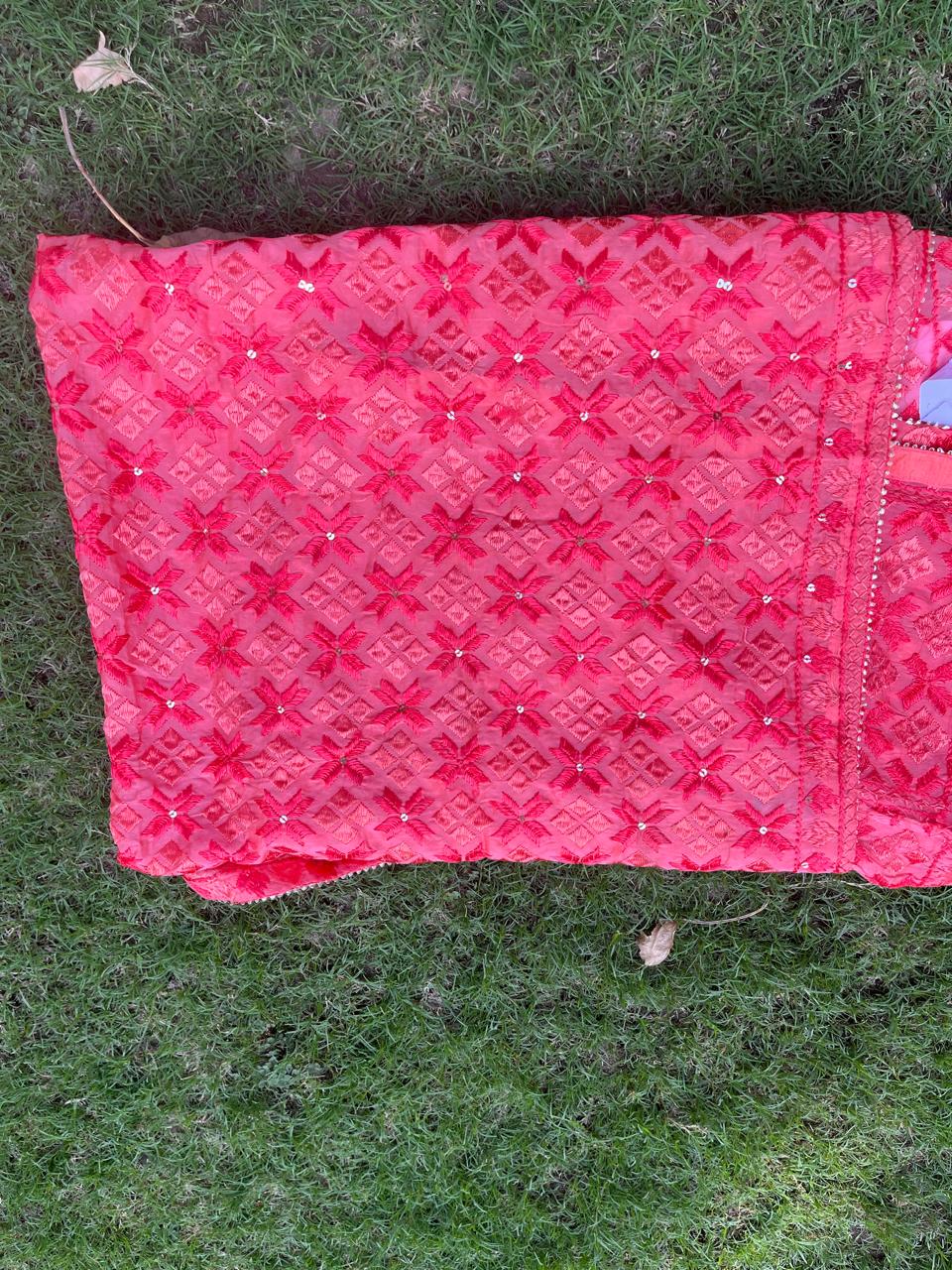 Phulkari with jaal embroidery