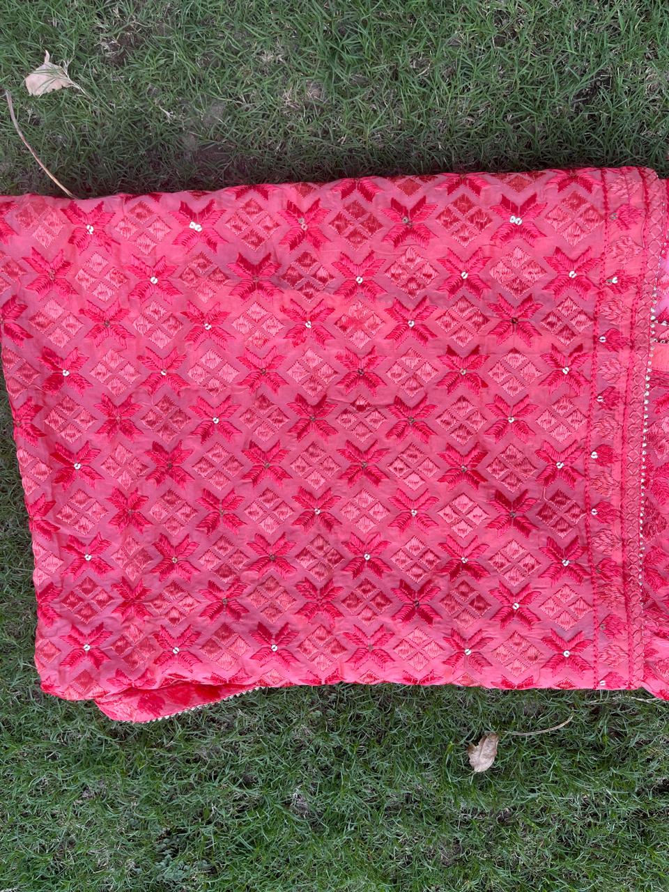 Phulkari with jaal embroidery