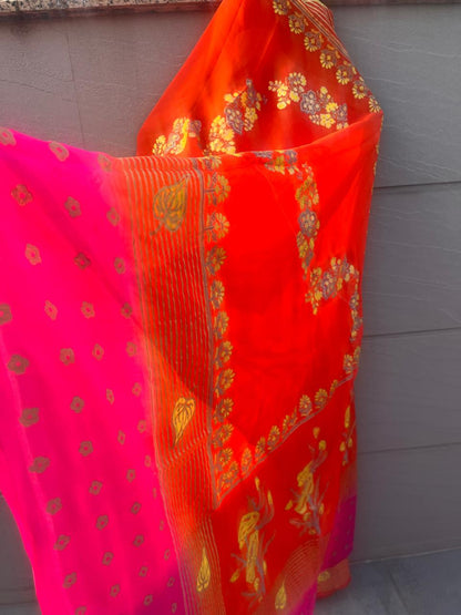 BLOCK PRINT CHANDERI MAJENTA SUIT