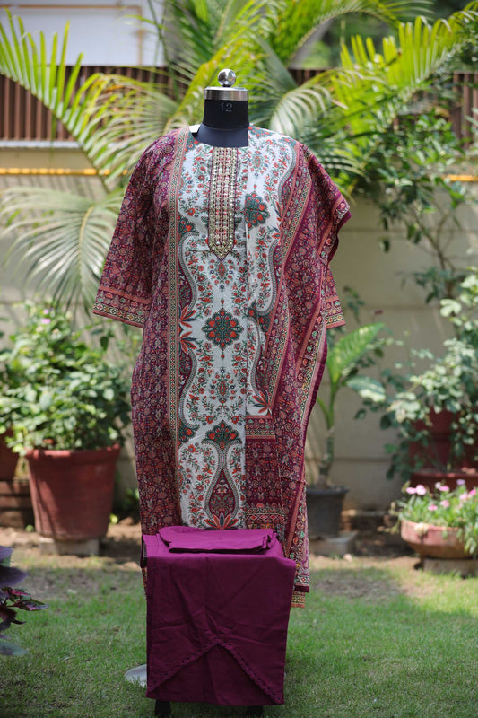 MAJENTA COTTON PRINT SUIT