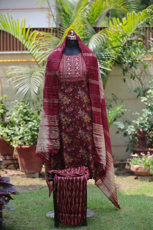 FLORAL MAJENTA COTTON SUIT