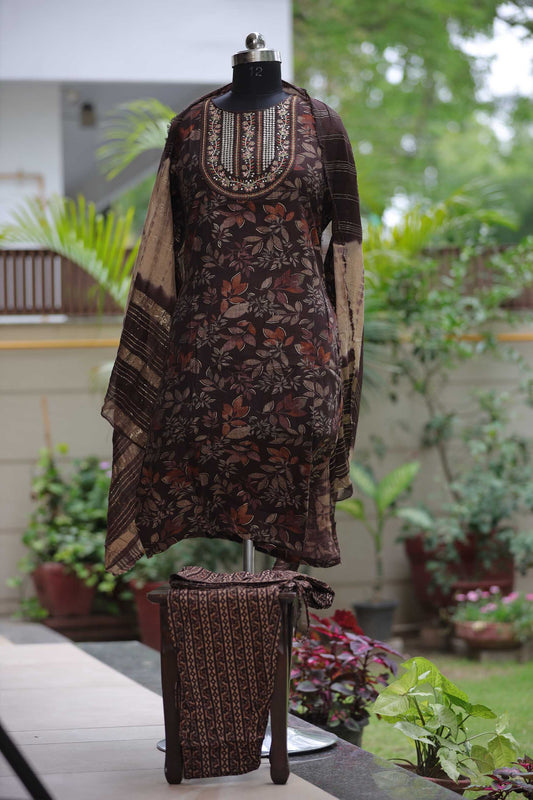 FLORAL BROWN PRINTED SUIT