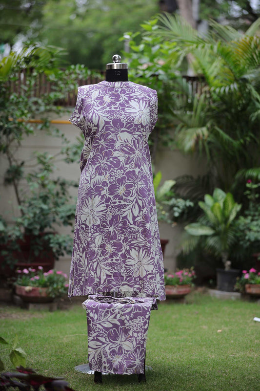 COTTON MOUVE PRINTED SLEEVLESS TWO PIECE SET