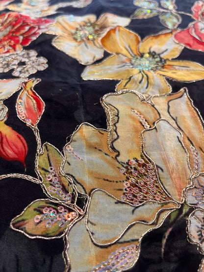 Chiffon crepe Black Printed Fabric