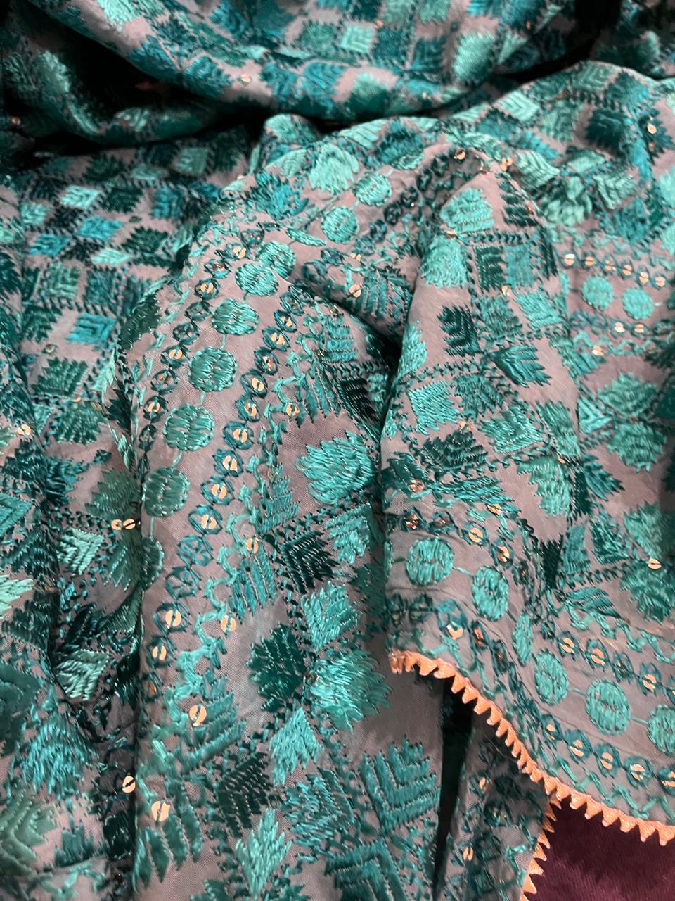 Phulkari feerozi embridery dupatta