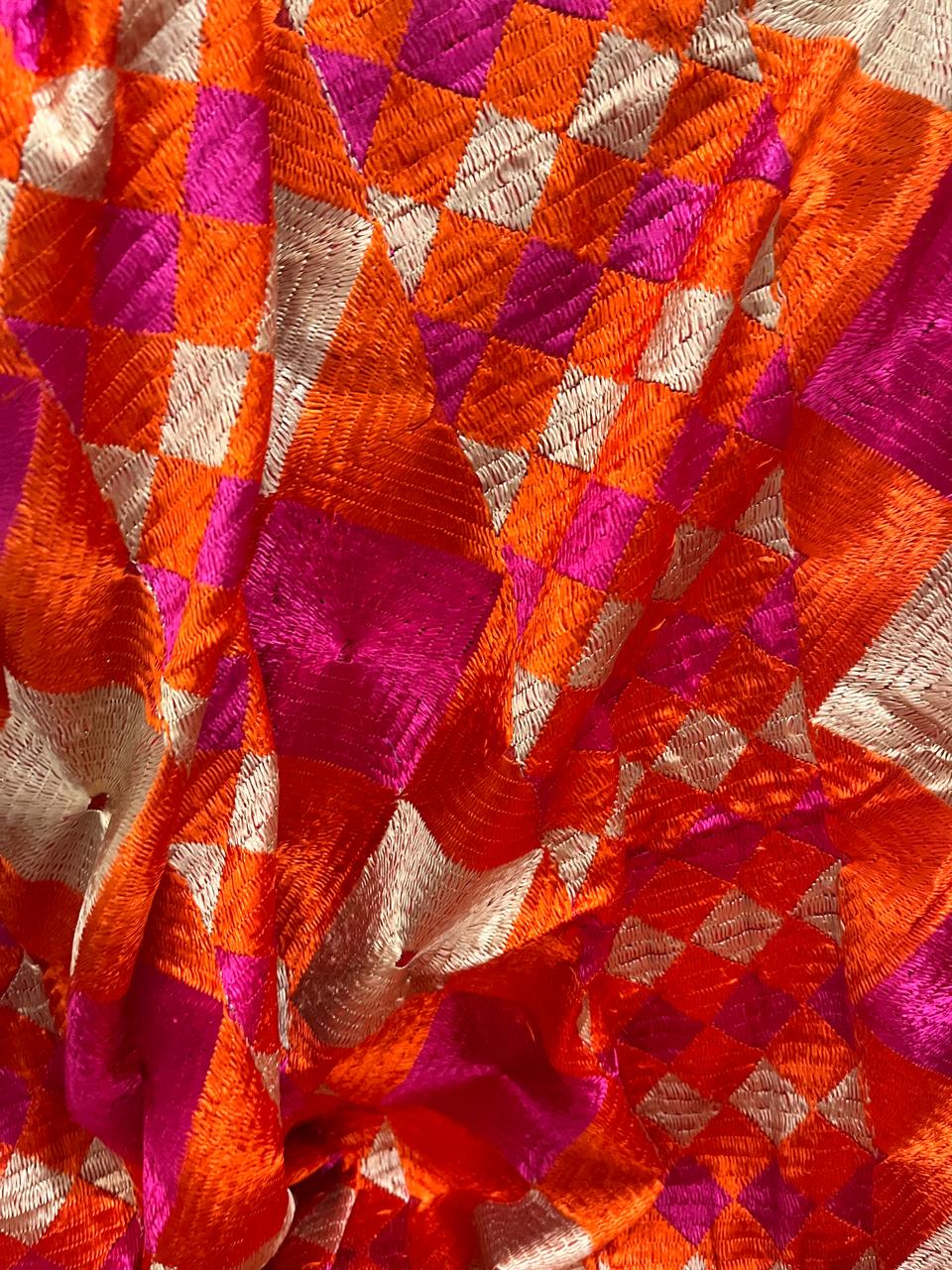 Phulkari with Bagh pattern embroidery