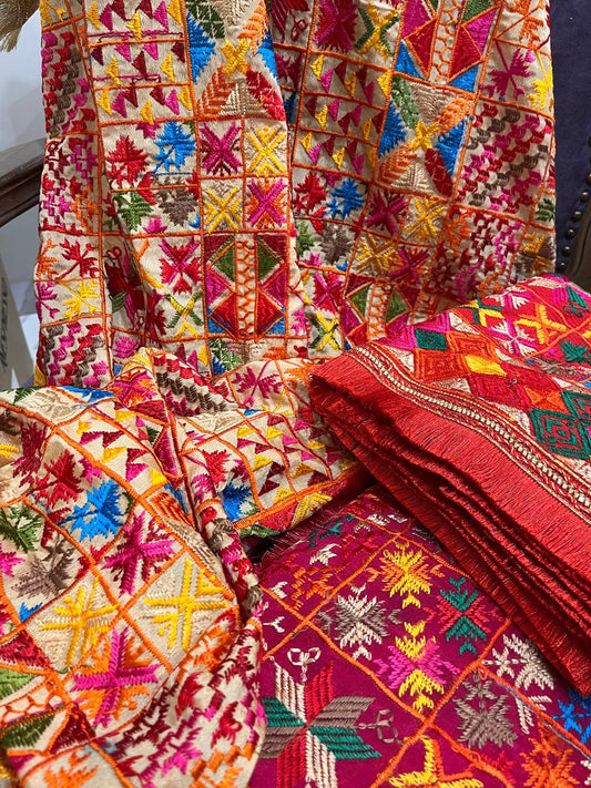 Phulkari with Multicoloured Machine work