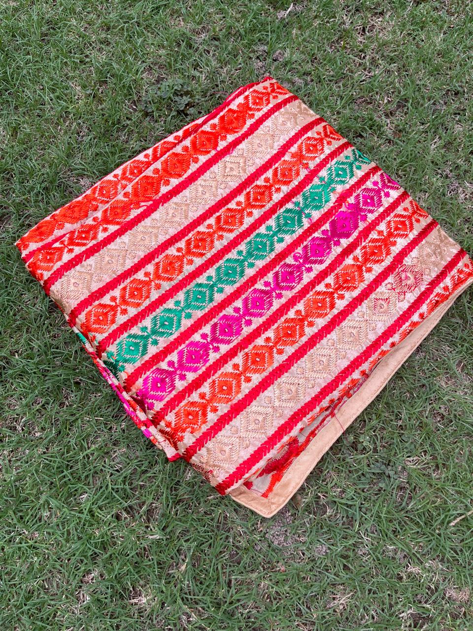 Phulkari with stripes design
