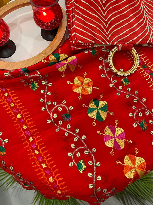 Phulkari Red Gotta Patti Design dupatta 2