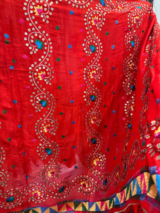 Phulkari Red Gotta Patti Design Dupatta